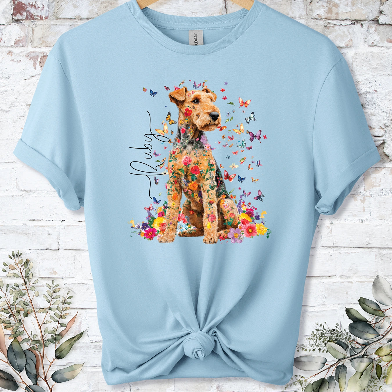 Lakeland Terrier #2 Floral peronalised unisex T shirt