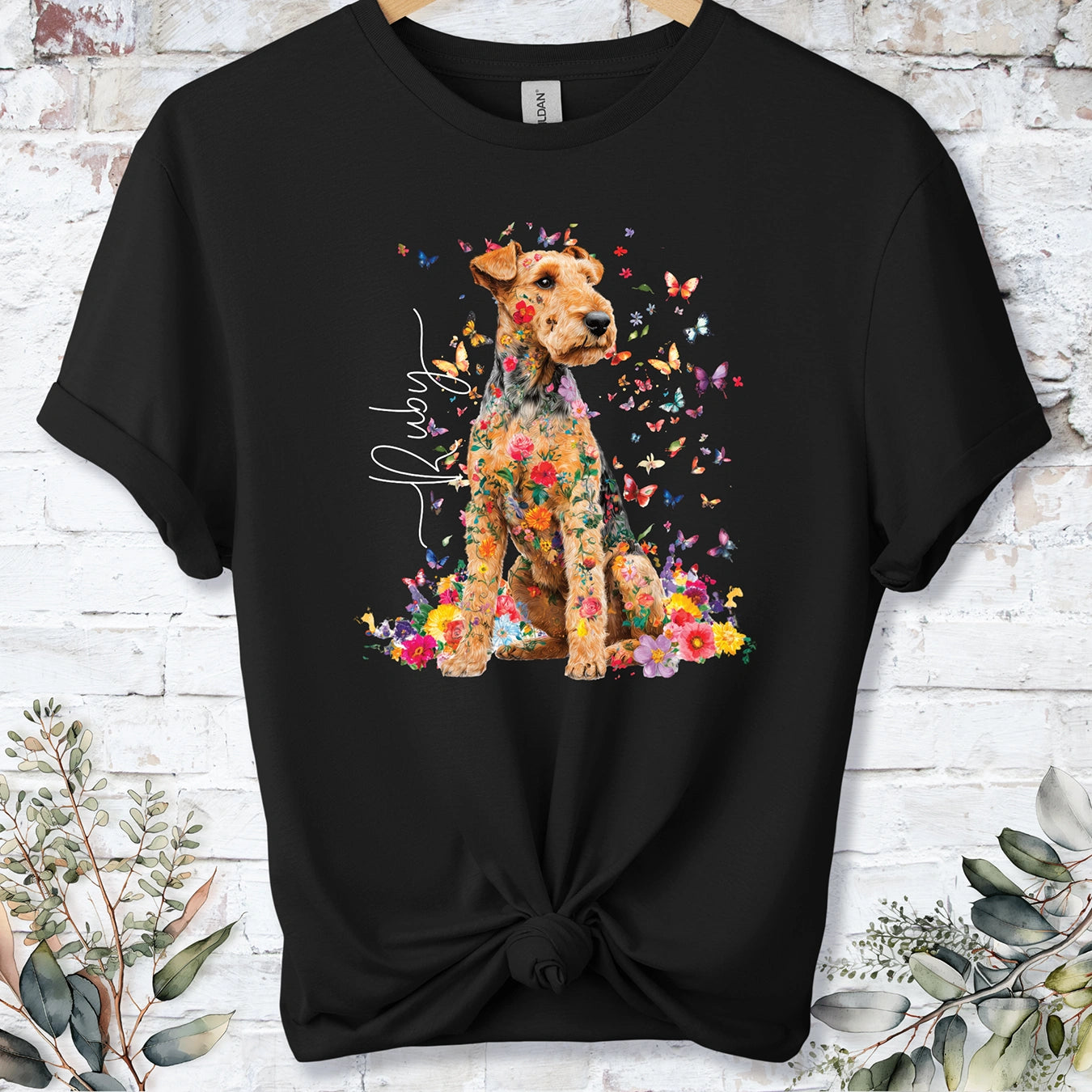 Lakeland Terrier #2 Floral peronalised unisex T shirt