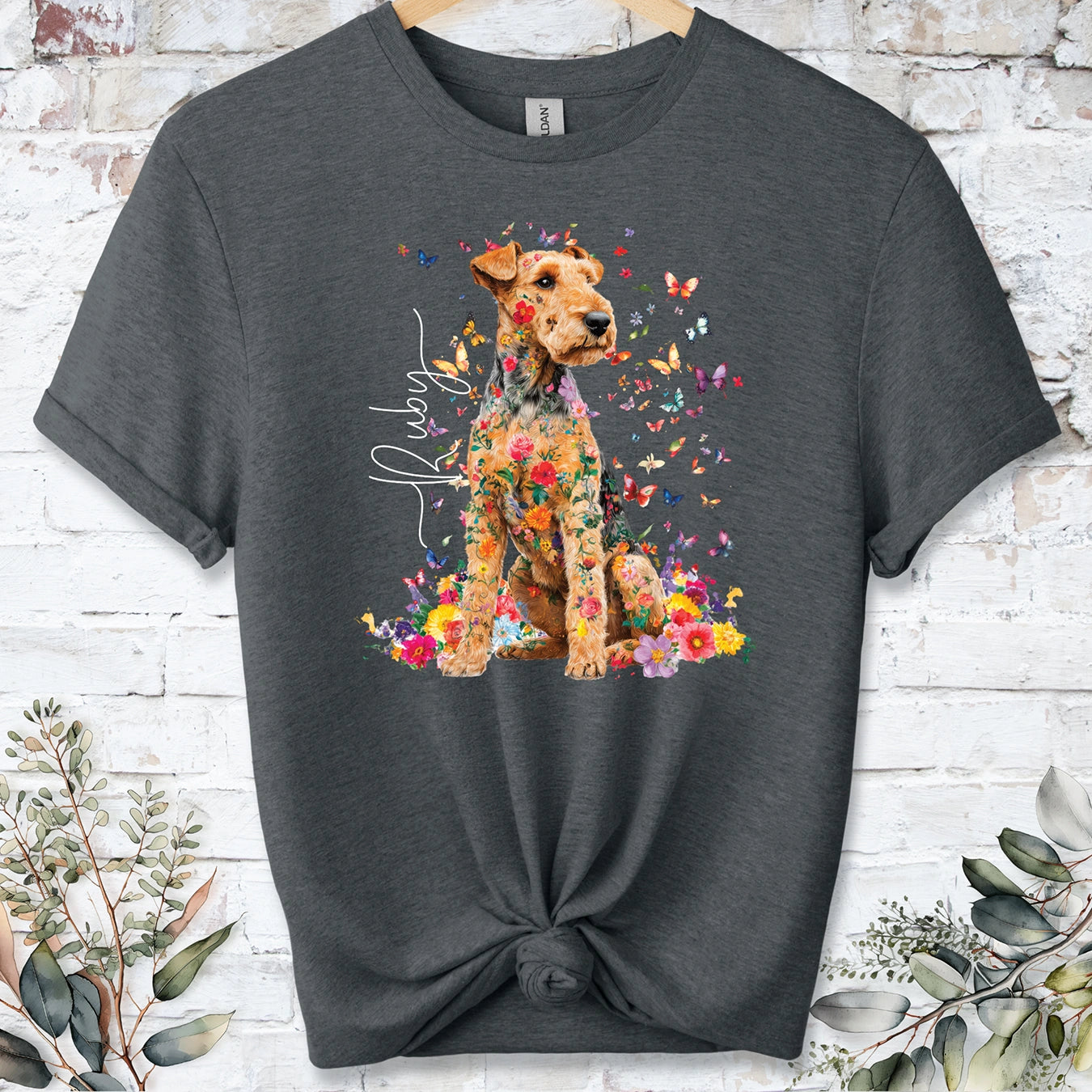 Lakeland Terrier #2 Floral peronalised unisex T shirt