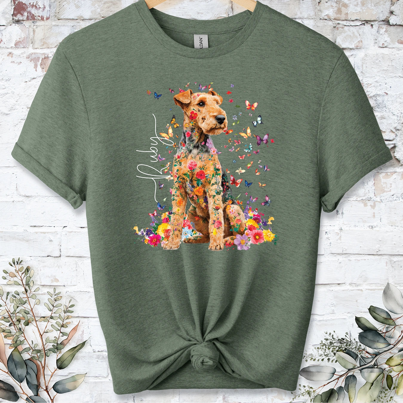 Lakeland Terrier #2 Floral peronalised unisex T shirt