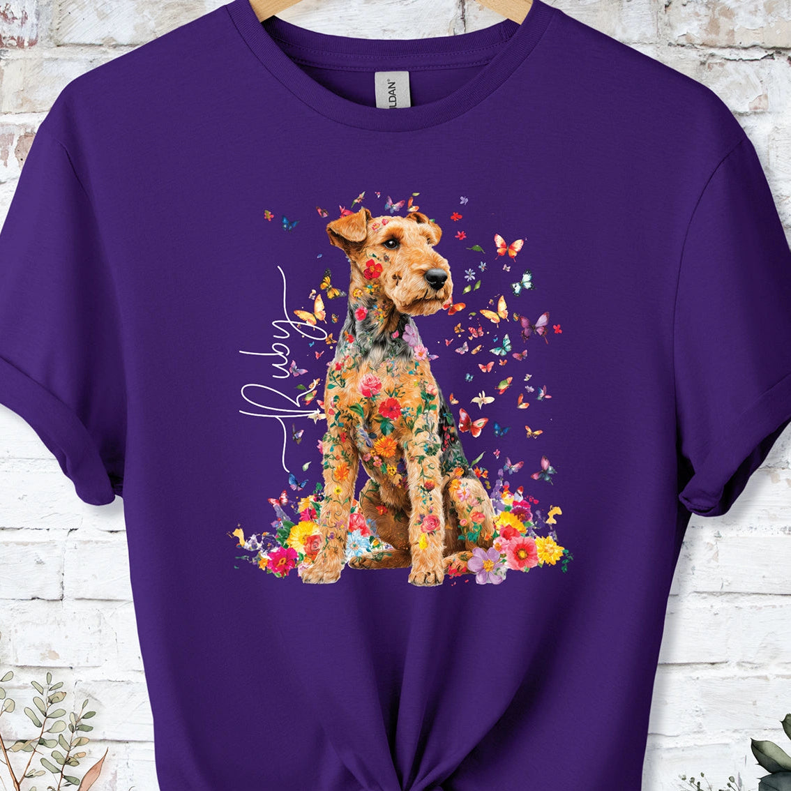 Lakeland Terrier #2 Floral peronalised unisex T shirt
