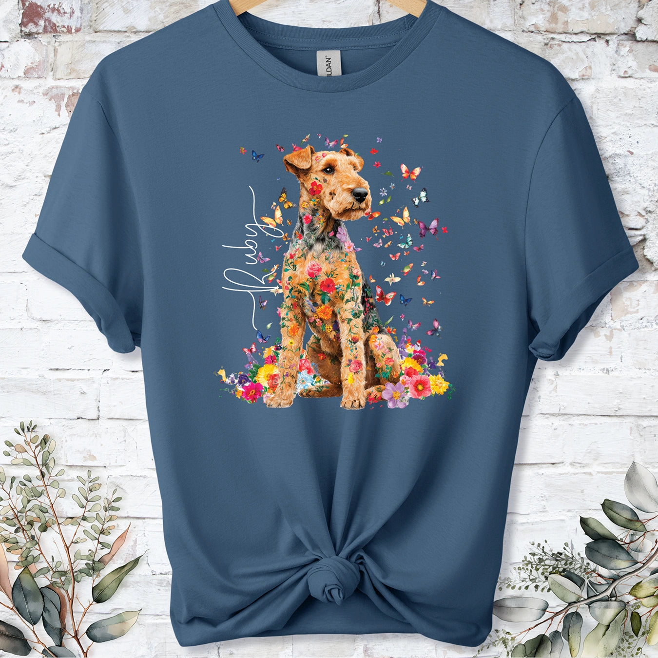 Lakeland Terrier #2 Floral peronalised unisex T shirt