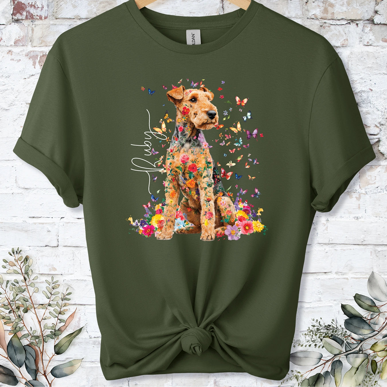 Lakeland Terrier #2 Floral peronalised unisex T shirt