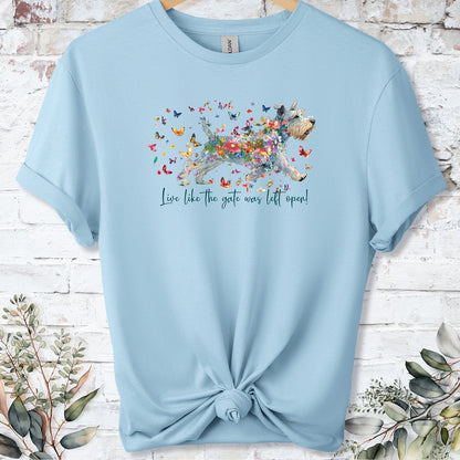Lakeland Terrier #2, Live like the gate was left open, unisex T shirt
