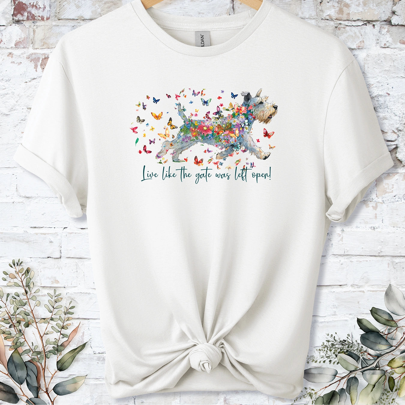 Lakeland Terrier #2, Live like the gate was left open, unisex T shirt