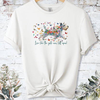 Lakeland Terrier #2, Live like the gate was left open, unisex T shirt