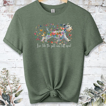 Lakeland Terrier #2, Live like the gate was left open, unisex T shirt