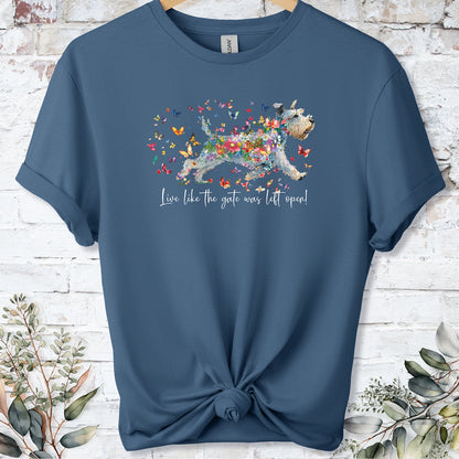 Lakeland Terrier #2, Live like the gate was left open, unisex T shirt
