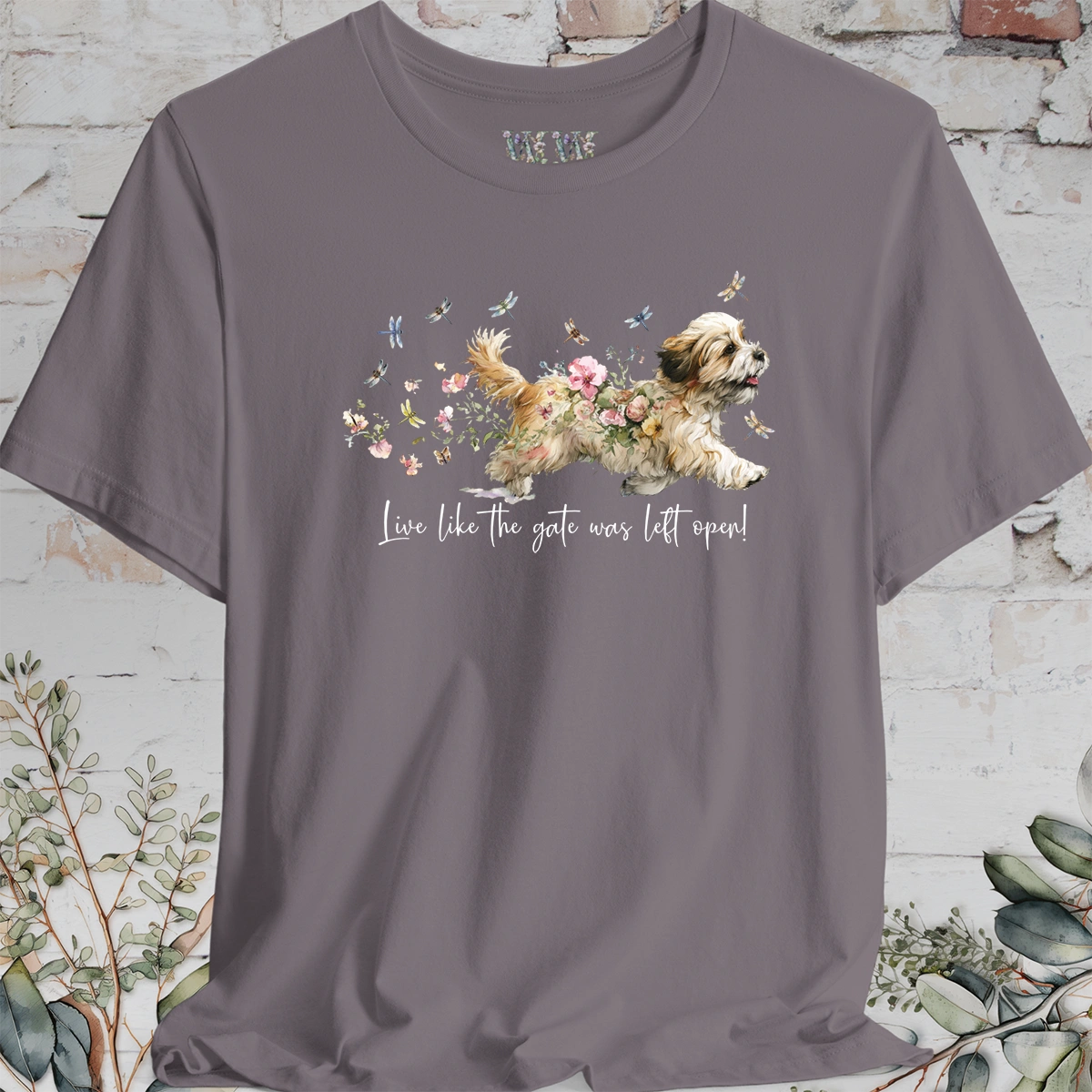 Lhasa Apso Dragonfly #1  "Live like the gate was left open" Unisex T shirt