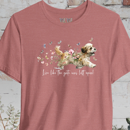 Lhasa Apso Dragonfly #1  "Live like the gate was left open" Unisex T shirt