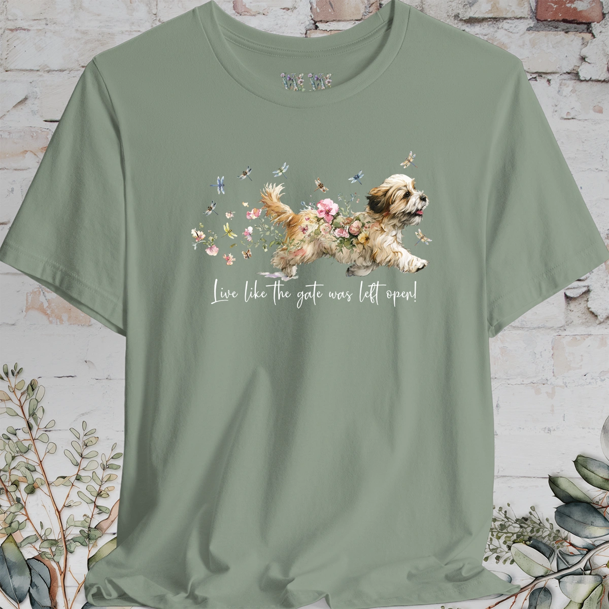 Lhasa Apso Dragonfly #1  "Live like the gate was left open" Unisex T shirt