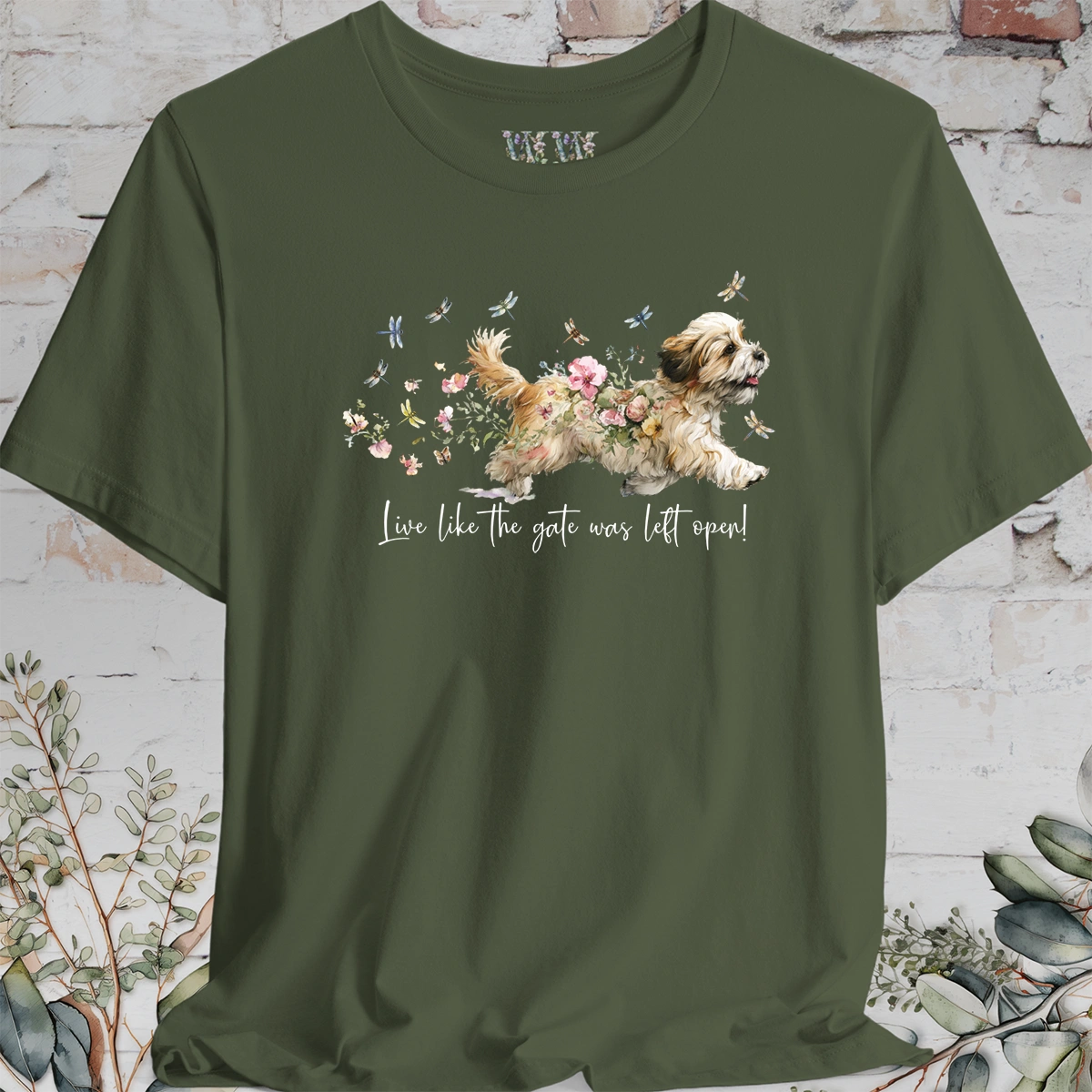 Lhasa Apso Dragonfly #1  "Live like the gate was left open" Unisex T shirt