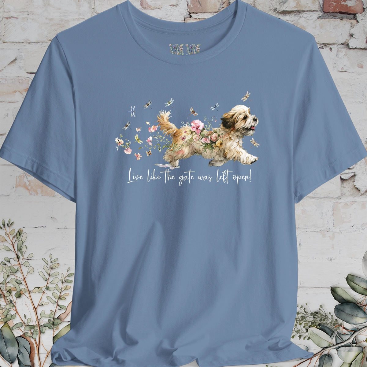 Lhasa Apso Dragonfly #1  "Live like the gate was left open" Unisex T shirt