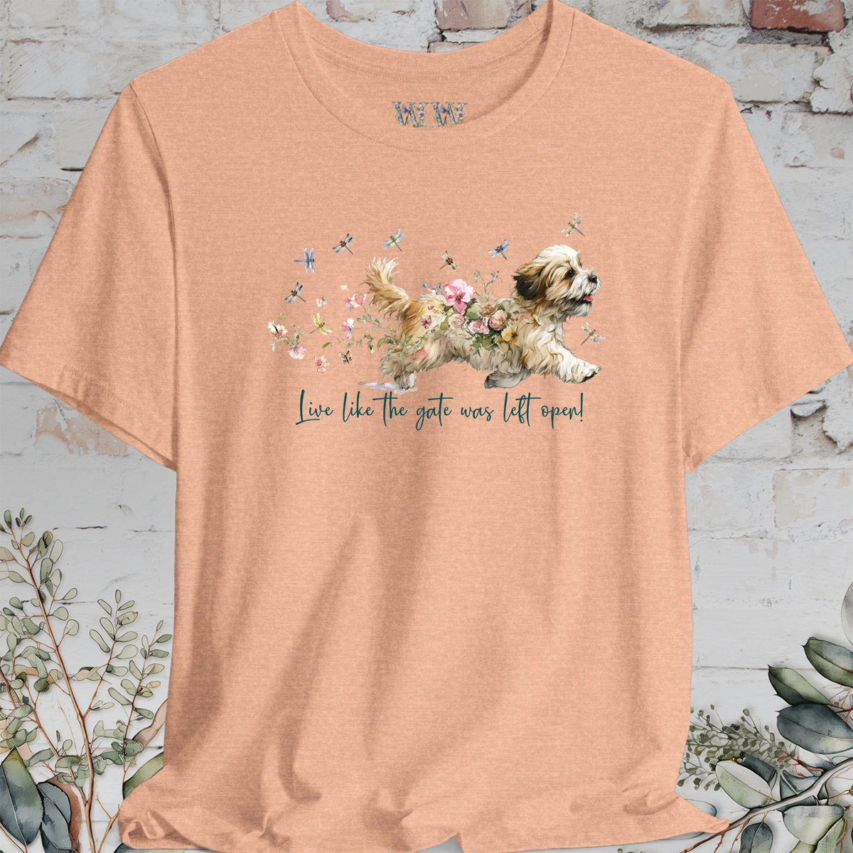 Lhasa Apso Dragonfly #1  "Live like the gate was left open" Unisex T shirt