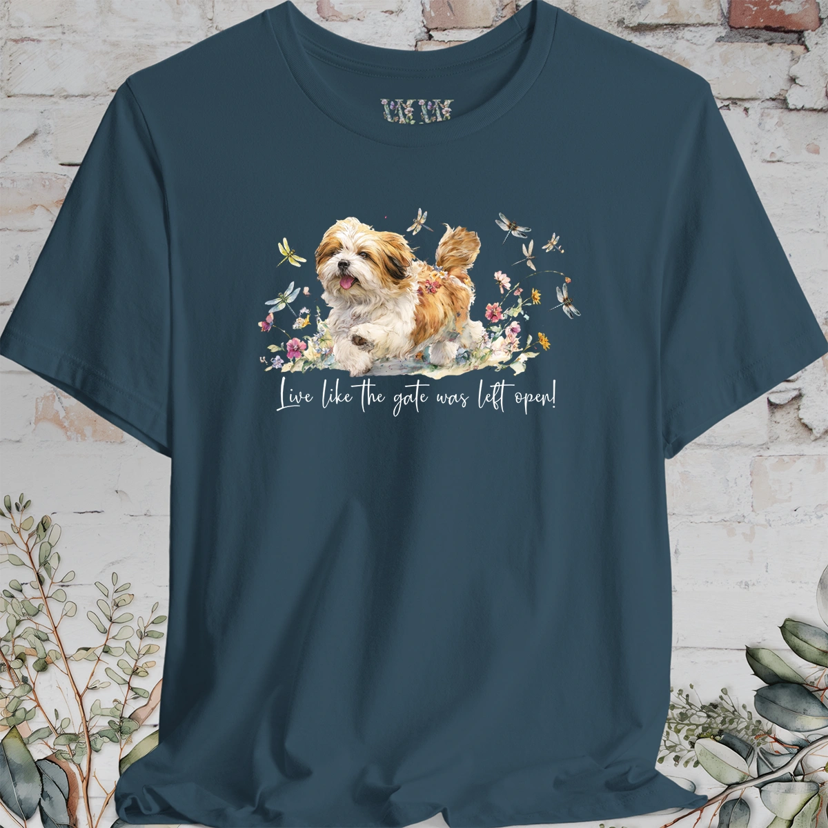 Lhasa Apso Dragonfly #2  "Live like the gate was left open" Unisex T shirt