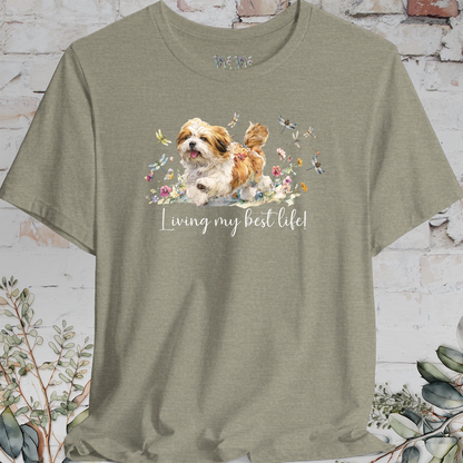 Lhasa Apso Dragonfly #2  "Living my best life!" Unisex T shirt