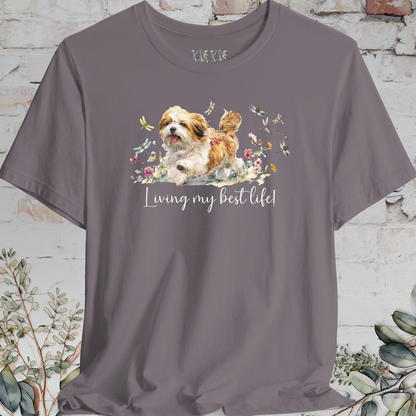 Lhasa Apso Dragonfly #2  "Living my best life!" Unisex T shirt