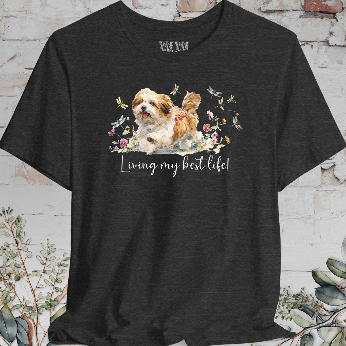 Lhasa Apso Dragonfly #2  "Living my best life!" Unisex T shirt
