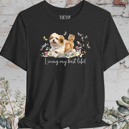 Lhasa Apso Dragonfly #2  "Living my best life!" Unisex T shirt