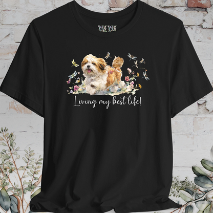 Lhasa Apso Dragonfly #2  "Living my best life!" Unisex T shirt