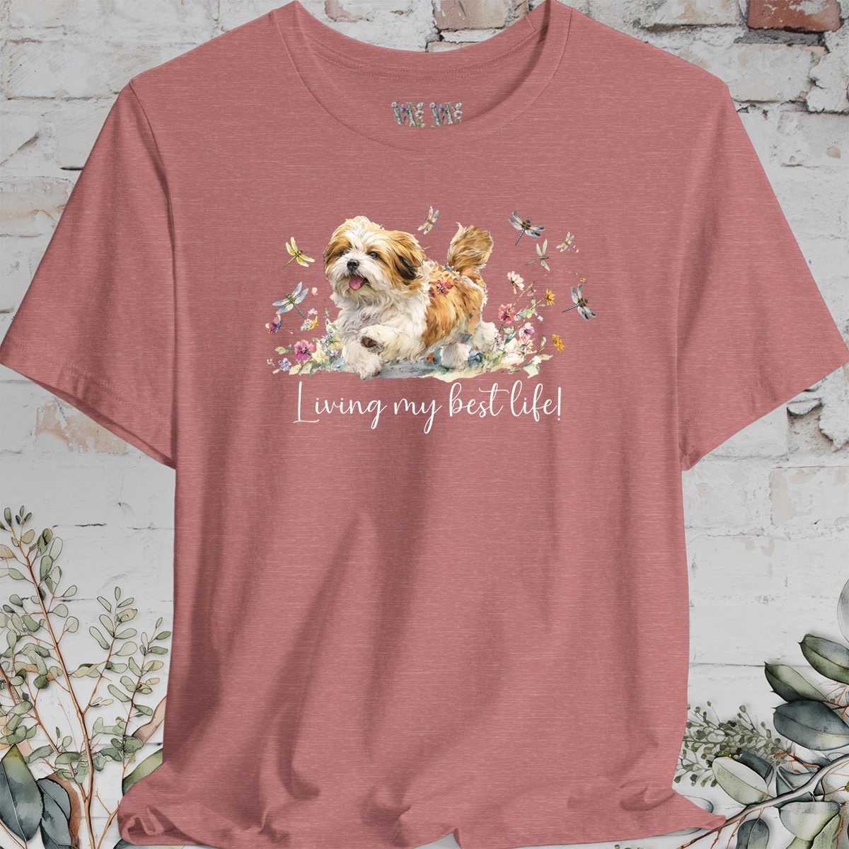 Lhasa Apso Dragonfly #2  "Living my best life!" Unisex T shirt