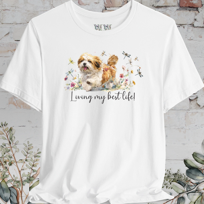 Lhasa Apso Dragonfly #2  "Living my best life!" Unisex T shirt