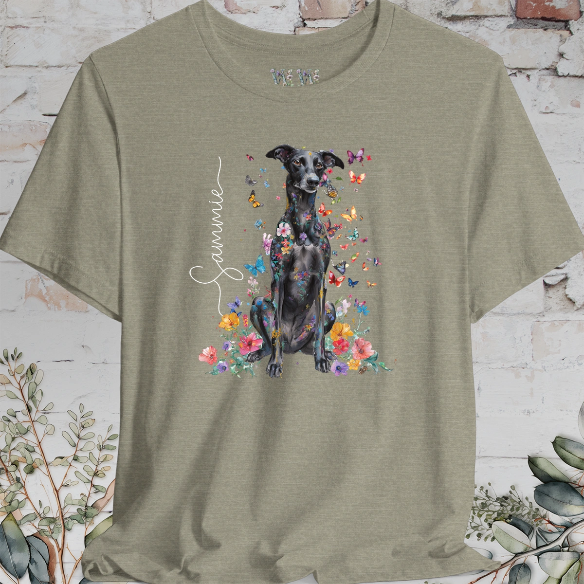 Lurcher #1 Floral Personalized T shirt