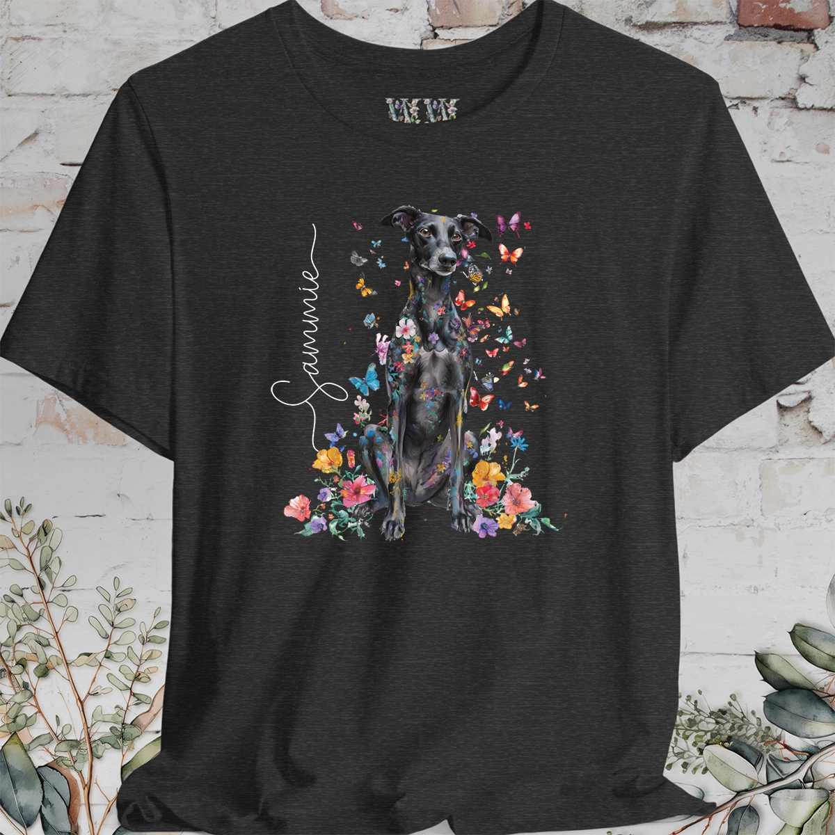 Lurcher #1 Floral Personalized T shirt