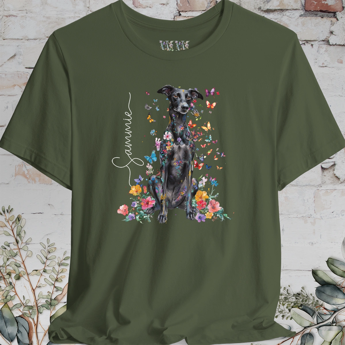 Lurcher #1 Floral Personalized T shirt