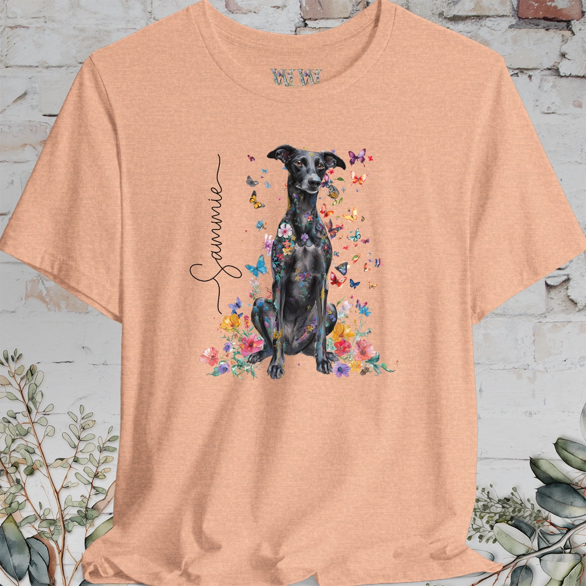 Lurcher #1 Floral Personalized T shirt