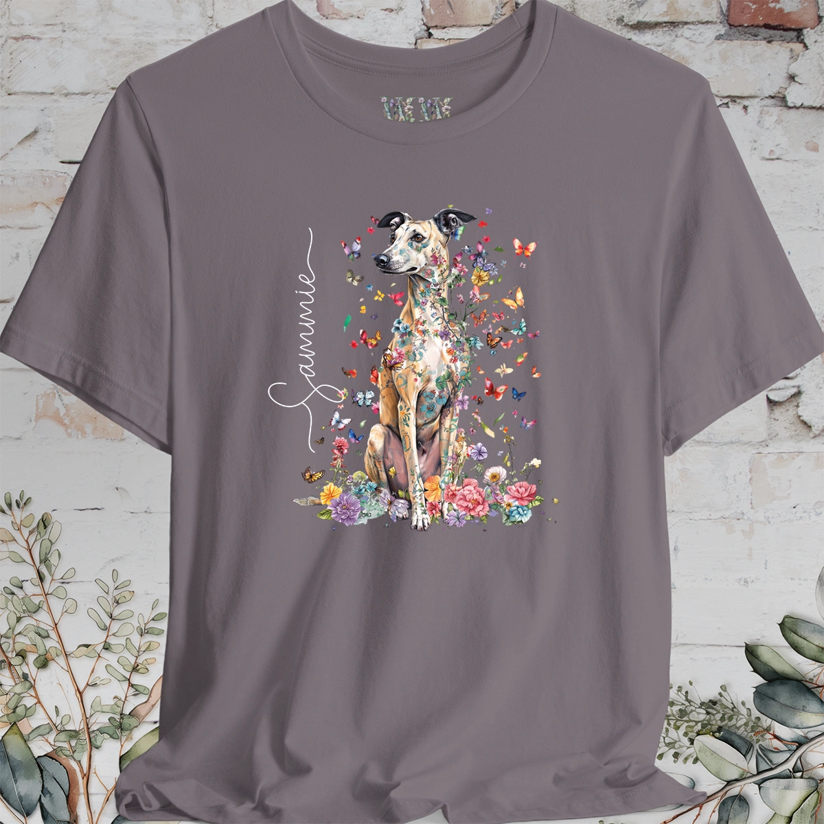 Lurcher #2 Floral Personalized T shirt