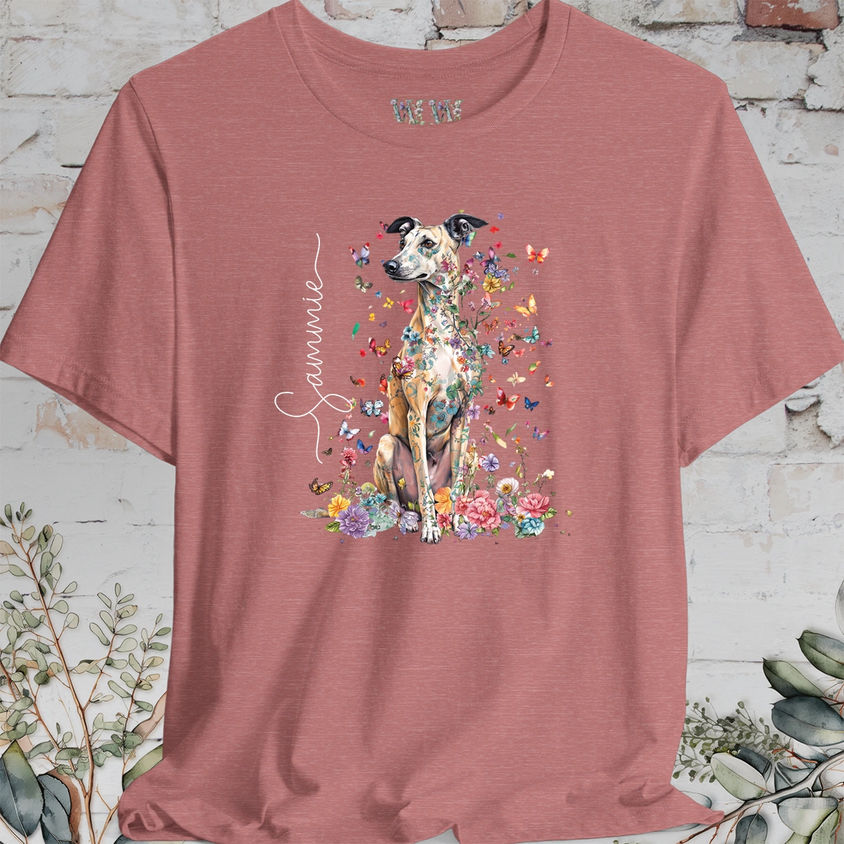 Lurcher #2 Floral Personalized T shirt