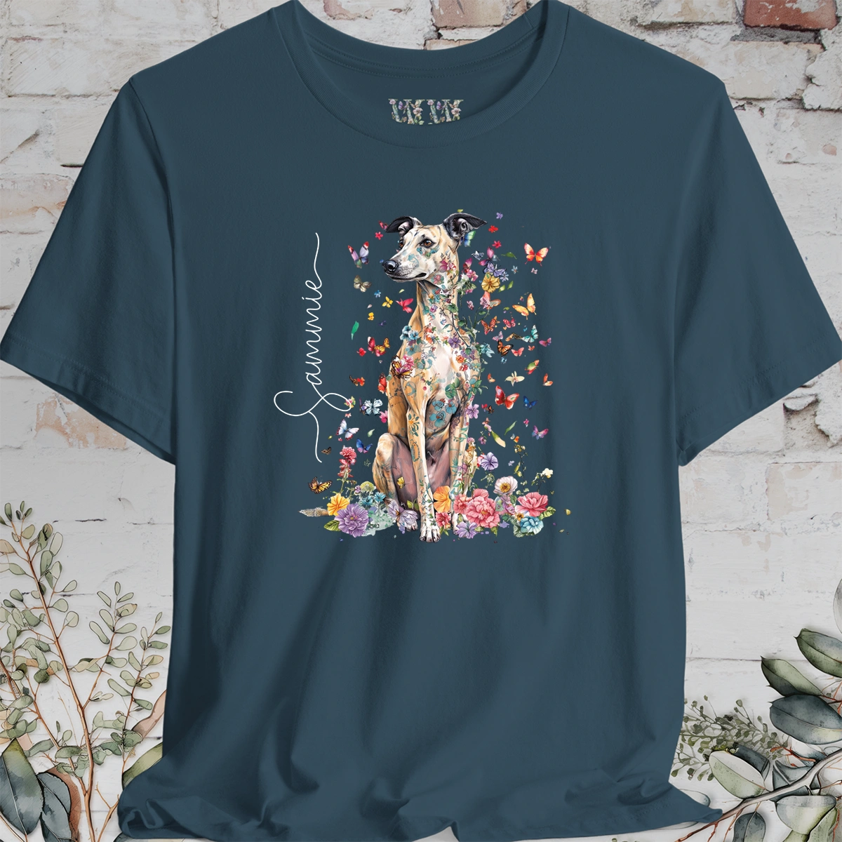 Lurcher #2 Floral Personalized T shirt