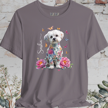Maltese Peony Butterfly T shirt