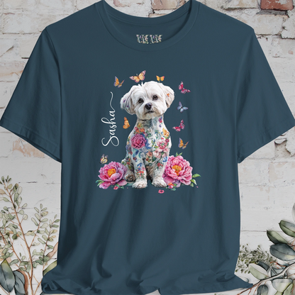 Maltese Peony Butterfly T shirt
