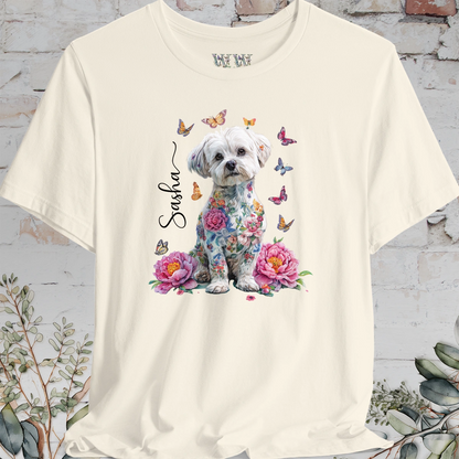 Maltese Peony Butterfly T shirt