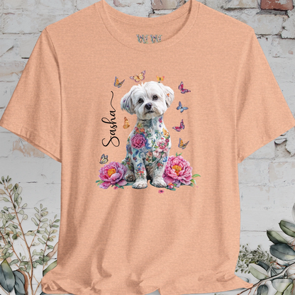 Maltese Peony Butterfly T shirt