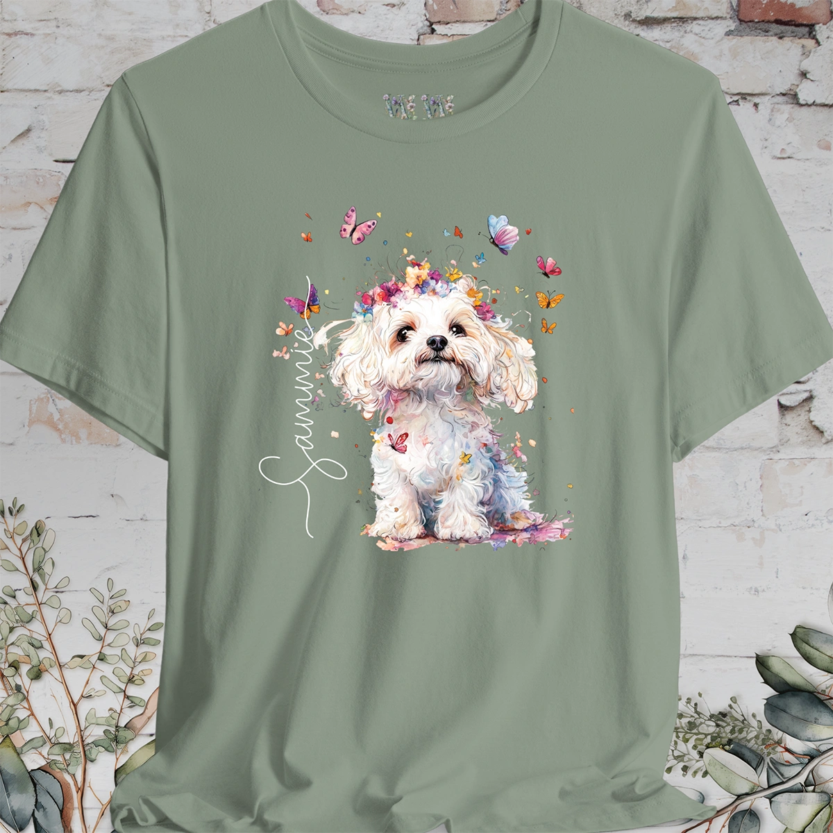 Maltese #3 Floral Personalised T shirt