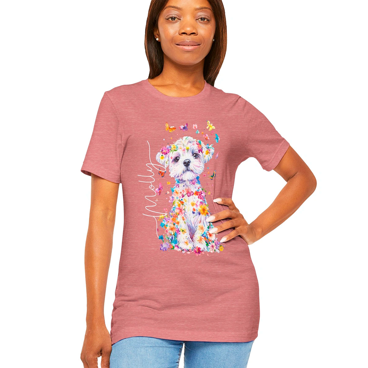 Maltese Floral Personalized T shirt