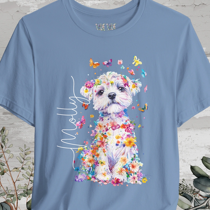 Maltese Floral Personalized T shirt