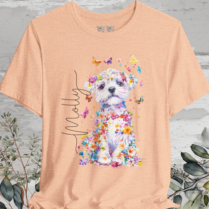 Maltese Floral Personalized T shirt