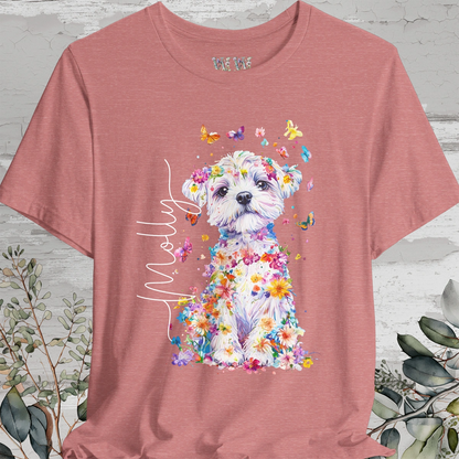 Maltese Floral Personalized T shirt