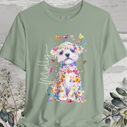 Maltese Floral Personalized T shirt