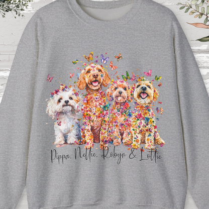 Four  Maltipoos Personalized Crewneck Sweatshirt