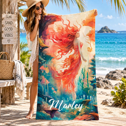 Mermaid #4 Personalised Beach Towels