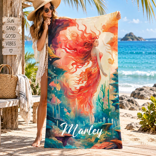Mermaid #4 Personalised Beach Towels