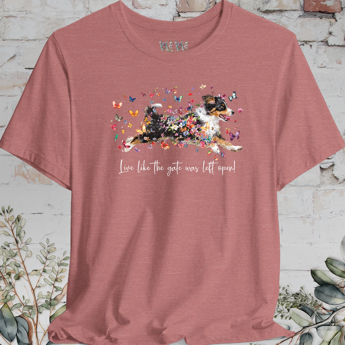 Mini Aussie Doodle 'Live like the gate was left open' T shirt