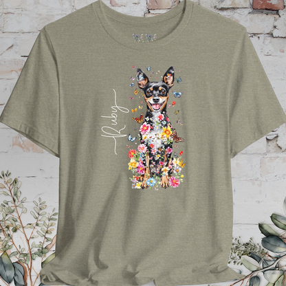 Miniature Pinscher Floral Butterfly T shirt