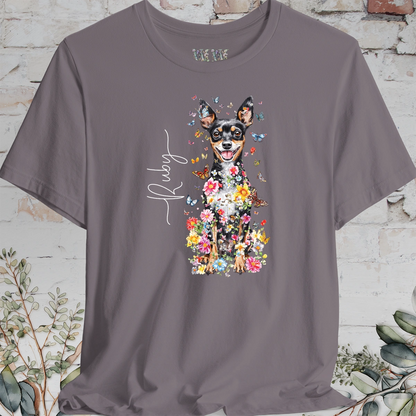 Miniature Pinscher Floral Butterfly T shirt