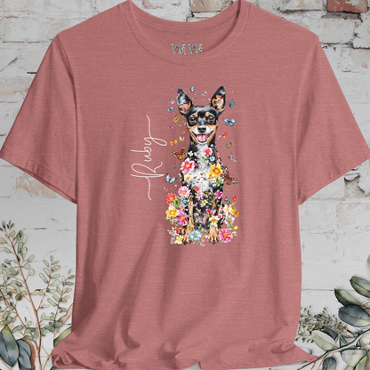 Miniature Pinscher Floral Butterfly T shirt
